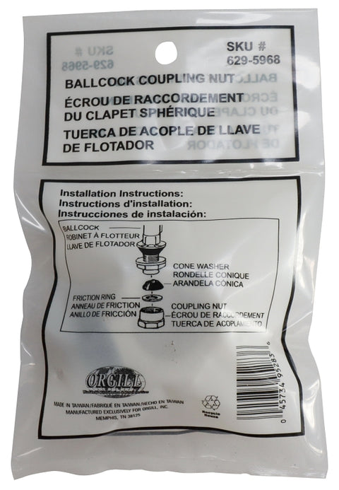 ProSource PMB-472 Ballcock Nut, Plastic, White, For: Ballcock