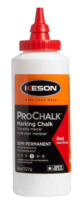 Keson PROCHALK Series 8R Marking Chalk Refill, 8 oz, Red, Permanent