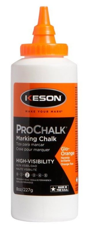 Keson PROCHALK Series 8GO Marking Chalk Refill, 8 oz, Glow Orange