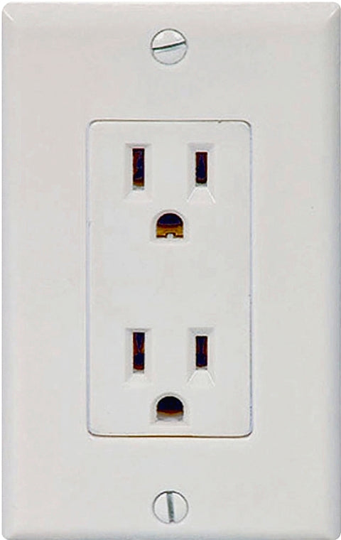 Eaton Wiring Devices C1507W Duplex Receptacle, 2 -Pole, 15 A, 125 V, Push-in, Side Wiring, NEMA: 5-15R, White