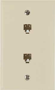 Zenith TW1002DW Telephone Wallplate, 4-1/2 in L, 2-3/4 in W, 2 -Gang, White