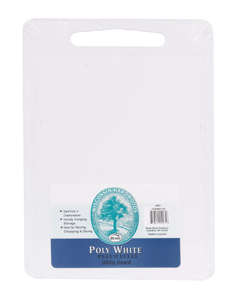 Snow River 13.8 in. L x 9.8 in. W White Plastic Cutting Board