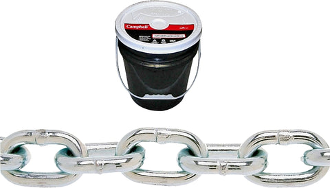 Campbell 014-0423 Proof Coil Chain, 1/4 in, 141 ft L, 30 Grade, Steel, Zinc