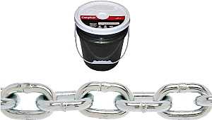 Campbell 014-0623 Proof Coil Chain, 3/8 in, 63 ft L, 30 Grade, Steel, Zinc