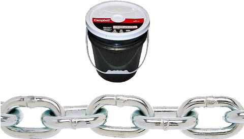 Campbell 014-0623 Proof Coil Chain, 3/8 in, 63 ft L, 30 Grade, Steel, Zinc
