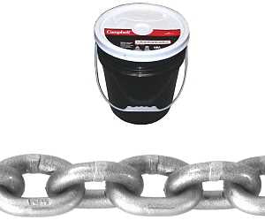 Campbell 0181423 High-Test Chain, 1/4 in, 150 ft L, 2600 lb Working Load, 43 Grade, Carbon Steel, Zinc