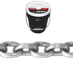 Campbell 0181623 High-Test Chain, 3/8 in, 75 ft L, 5400 lb Working Load, 43 Grade, Carbon Steel, Zinc