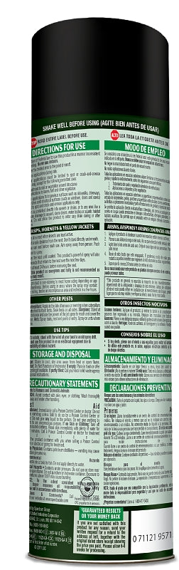 Spectracide HG-97221 Wasp and Hornet Killer, Liquid, Parathyroid, Solvent, 18.5 oz Aerosol Can