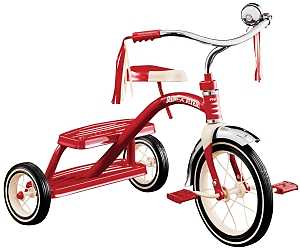 Radio Flyer 33 Dual Deck Tricycle, Red, 2-1/2 to 5 years, Steel Frame, 12 x 1-1/4 in Front Wheel