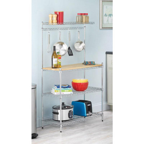 Whitmor 55-5/16 in. H X 36-5/16 in. W X 14 in. D Silver Metal/Wood Baker's Rack