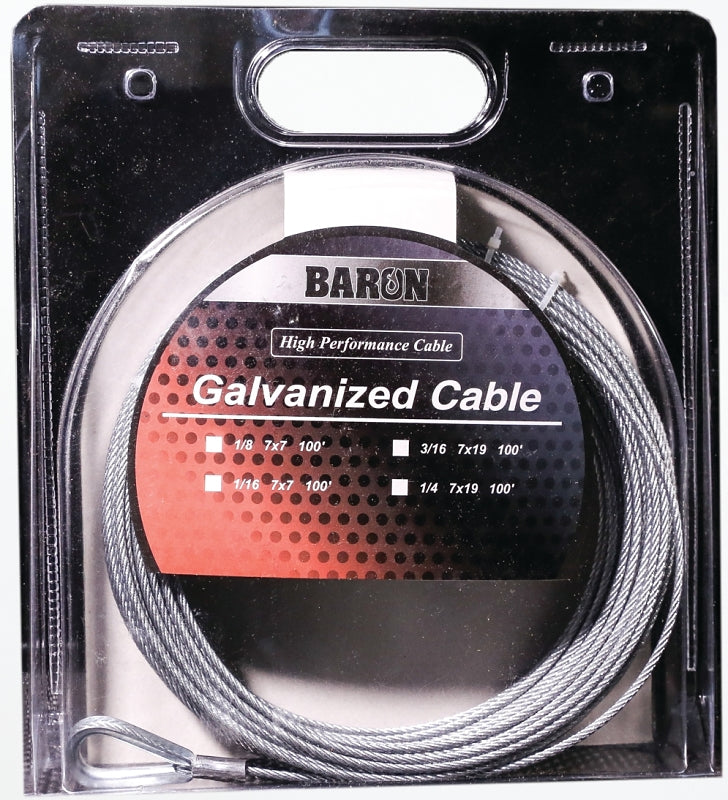 Baron 83105/50130 Aircraft Cable, 3/8 in Dia, 50 ft L, 2620 lb Working ...