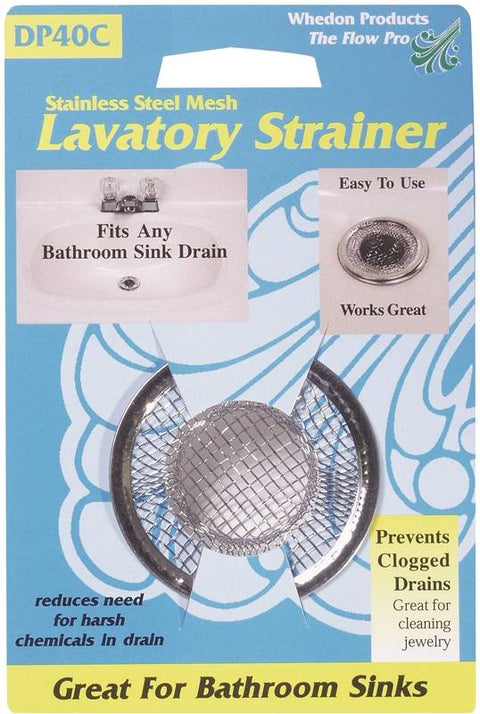 Whedon DP40C Lavatory Strainer With Chrome Ring, Stainless Steel