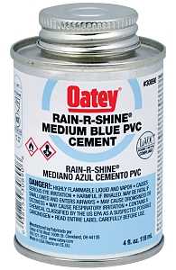 Oatey 30890 Solvent Cement, 4 oz Can, Liquid, Blue