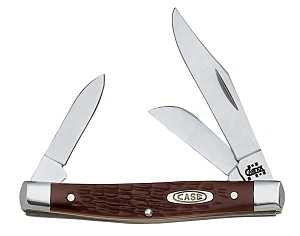 Case 00106 Folding Pocket Knife, 2.42 in Clip, 1.58 in Sheep Foot, 1.57 in Pen L Blade, 3-Blade, Brown Handle