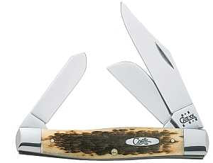 Case 00204 Folding Pocket Knife, 3.3 in Clip, 2.3 in Sheep Foot, 2.2 in Spey L Blade, Chrome Vanadium Steel Blade