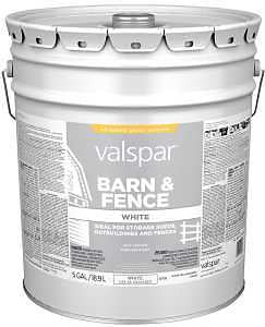 Valspar 018.3145-75.008 Barn and Fence Paint, White, 5 gal Pail