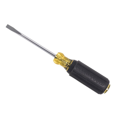 Klein Tools 605-4 Screwdriver, 1/4 in Drive, Cabinet Drive, 8-11/32 in OAL, 4 in L Shank, Rubber Handle
