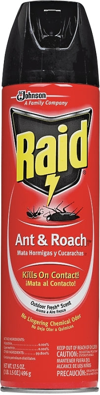 Raid 21613 Ant and Roach Killer, Liquid, Spray Application, 17.5 oz, 12.1% VOC