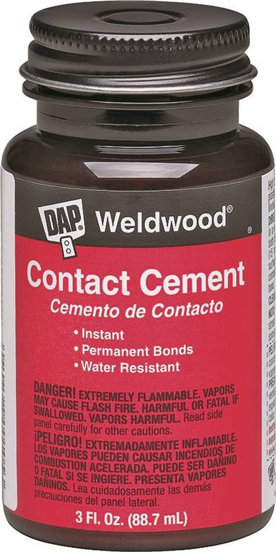 Weldwood 00107 Contact Cement, 3 oz, Bottle, Tan, Liquid