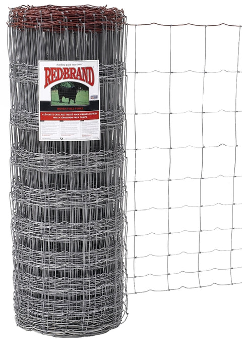 Red Brand 70048 Field Fence, 330 ft L, 47 in H, 6 in Stay Spacing, Steel, Galvanized