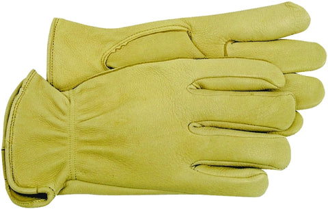 Boss B84081-XL Driver Gloves, Men's, XL, 8-3/8 to 8-3/4 in L, Keystone Thumb, Slip-On Cuff, Deerskin Leather, Gold