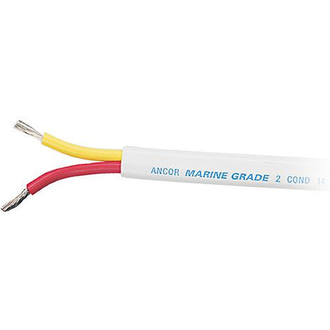Ancor Marine Grade 124110 Tinned Duplex Safety Cable Red and Yellow With White Jacket, 10/2 Flat, 100'