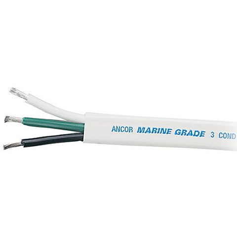 Ancor 131325 Marine Grade Tinned Triplex Cable, Black/Green/White Conductors, 12/3 AWG, 250', White Jacket