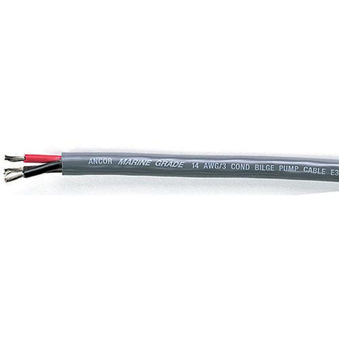 Ancor 156425 Marine Grade Tinned Copper Round Bilge Pump Cable, Black/Brown/Red Conductors, 14/3 AWG, 250', Grey