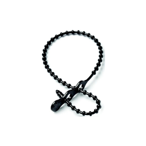 Reusable Beaded Cable, Ties, 8″ Black, 15/pk
