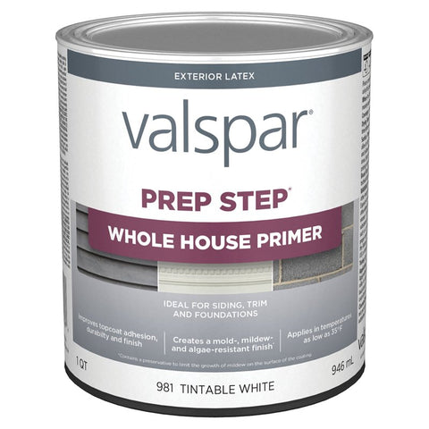 Valspar Prep-Step 044.0000981.005 Exterior Primer, White, 1 qt, Pail, Pack of 4