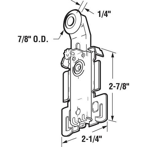 Prime-Line N 6550 Roller Assembly, 7/8 in Dia Roller, 1/4 in W Roller, Nylon/Steel, Silver, 1-Roller, 40 lb