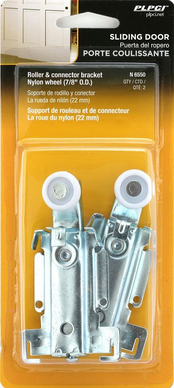 Prime-Line N 6550 Roller Assembly, 7/8 in Dia Roller, 1/4 in W Roller, Nylon/Steel, Silver, 1-Roller, 40 lb