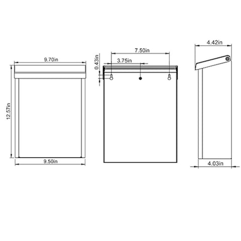 Gibraltar Mailboxes Designer Series DMVKGV04 Mailbox, 440 cu-in Capacity, Steel, Galvanized/Powder-Coated, 9.7 in W