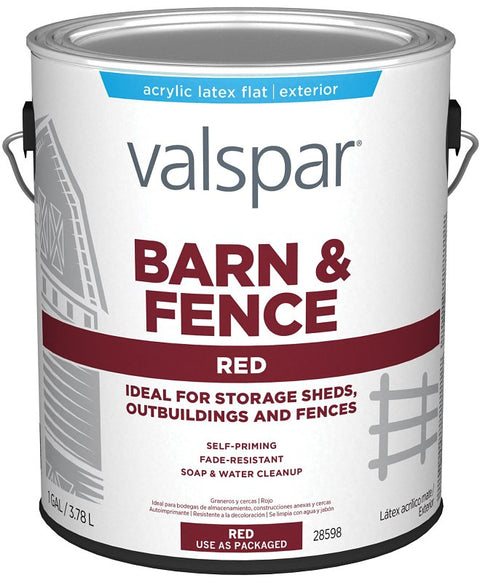 Valspar 018.3121-10.007 Barn and Fence Paint, Red, 1 gal, 400 sq-ft/gal Coverage Area, Pack of 4