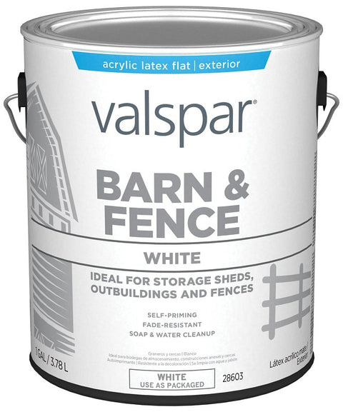 Valspar 018.3121-70.007 Barn and Fence Paint, White, 1 gal, 400 sq-ft/gal Coverage Area, Pack of 4