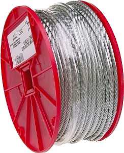 Campbell 7000627 Aircraft Cable, 3/16 in Dia, 250 ft L, 840 lb Working Load, Galvanized Steel