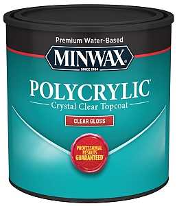 Minwax Polycrylic 255554444 Waterbased Polyurethane, Gloss, Liquid, Crystal Clear, 0.5 pt, Can