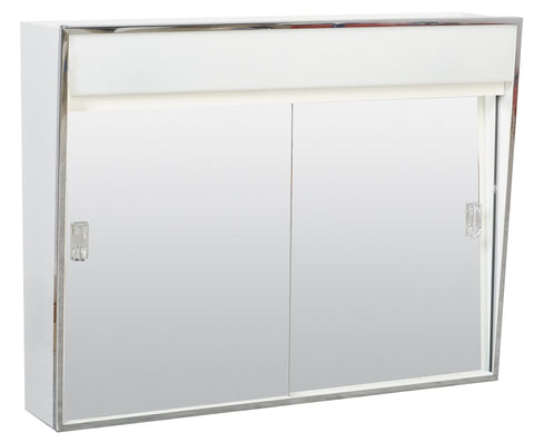 Zenith 701L Medicine Cabinet with Incandescent Light, 23-3/8 in OAW, 5-1/2 in OAD, 18-1/8 in OAH, Steel, White, Chrome
