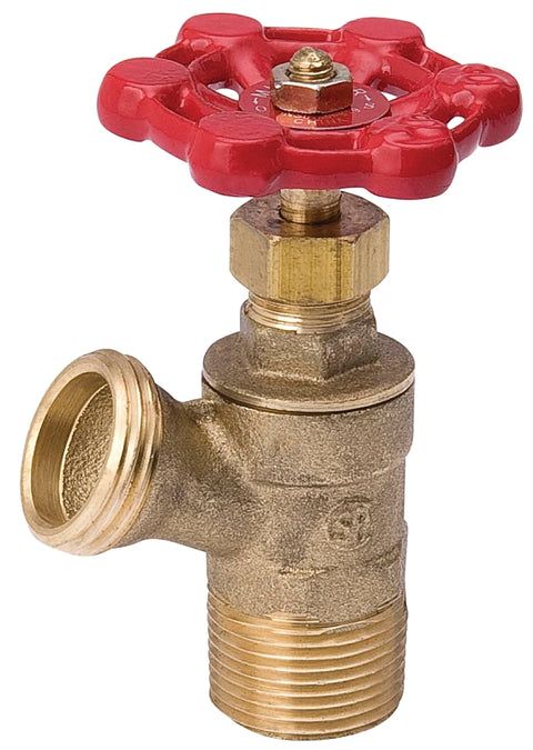 B & K ProLine Series 102-704HC Boiler Drain Valve, 3/4 x 1/2 in Connection, MIP x MHT , 125 psi Pressure, Brass Body