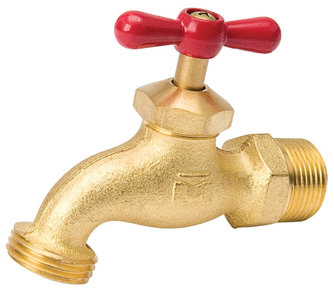 B & K 103-013 Heavy-Duty Hose Bibb, 1/2 x 3/4 in Connection, MPT x Male Hose, 125 psi Pressure, Brass Body, Antique