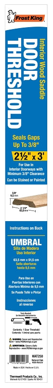 Frost King WAT250 Saddle Threshold, 36 in L, 2-1/2 in W, Wood, Oak, Unfinished