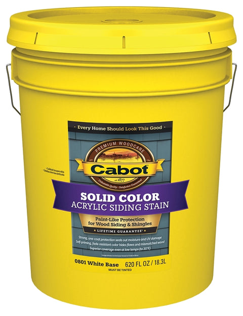 Cabot 800 Series 140.0000801.008 Solid Siding Stain, Natural Flat, White Base, Liquid, 5 gal, Can