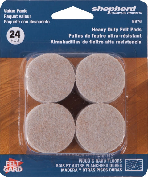 Shepherd Hardware 9976 Protective Pad, Felt Cloth, Beige, 1-1/2 in Dia, Round, Pack of 6
