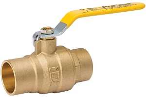 B & K 107-855NL Ball Valve, 1 in Connection, Compression, 600/125 psi Pressure, Manual Actuator, Brass Body