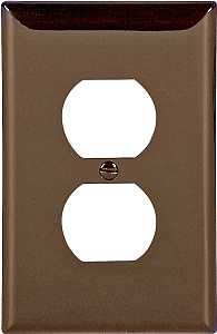 Eaton Wiring Devices PJ8B Duplex and Single Receptacle Wallplate, Mid-Size, 4-7/8 in L, 3-1/8 in W, 1-Gang, Brown, Pack of 25
