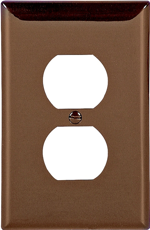 Eaton Wiring Devices PJ8B Duplex and Single Receptacle Wallplate, Mid-Size, 4-7/8 in L, 3-1/8 in W, 1-Gang, Brown, Pack of 25
