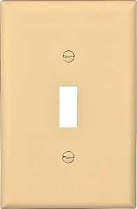 Eaton Wiring Devices PJ1V Wallplate, 4-7/8 in L, 3-1/8 in W, 1 -Gang, Polycarbonate, Ivory, High-Gloss, Pack of 25