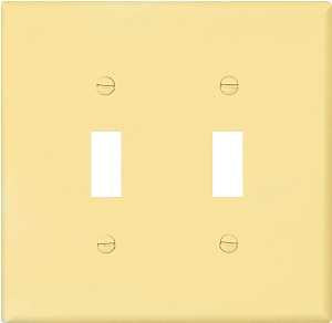 Eaton Wiring Devices PJ2V Wallplate, 4-7/8 in L, 4.94 in W, 2 -Gang, Polycarbonate, Ivory, High-Gloss