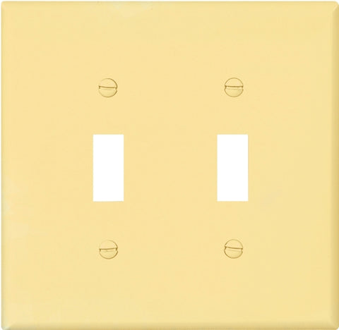 Eaton Wiring Devices PJ2V Wallplate, 4-7/8 in L, 4.94 in W, 2 -Gang, Polycarbonate, Ivory, High-Gloss