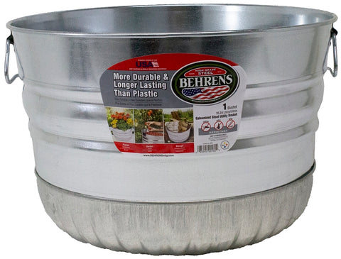 Behrens 32S Utility Basket, 1 bu Capacity, Galvanized Steel